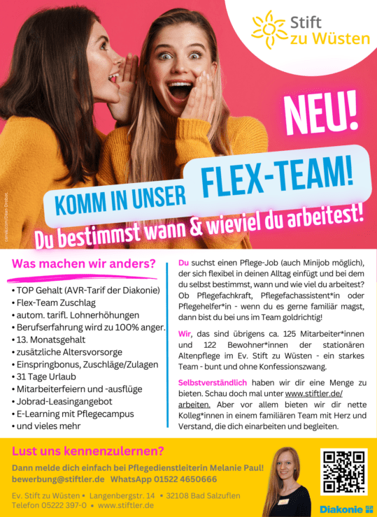 NEU! Komm in unser Flex-Team! Du bestimmst wann & wieviel du arbeitest! 1