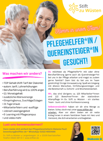 Pflegehelfer*in / Quereinsteiger*in für unser Pflegeheim gesucht! 2